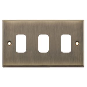 Selectric SGRID360-204 GRID360 7M-PRO 3 Aperture Modular Front Plate - Antique Brass