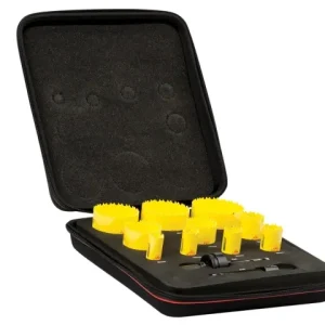 Starrett KDC10021 Deep Cut Bi-Metal Deluxe Electrician's Holesaw Kit, 12 Piece