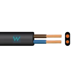 2192Y 2 Core Flat Flexible 0.75mm Black Cable - 10M