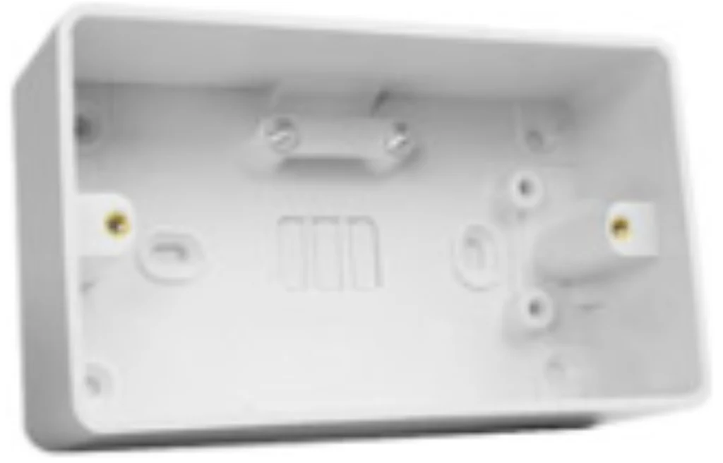 Univolt SFR2/44 Twin 44mm White PVC Surface Box Round Corner 1xMT K.O & 1x Conduit K.O (10 Pack) - Image 2