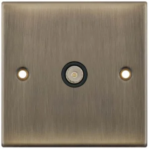 Selectric DSL633 5M 1 Gang Coaxial TV Socket - Antique Brass, Black Insert