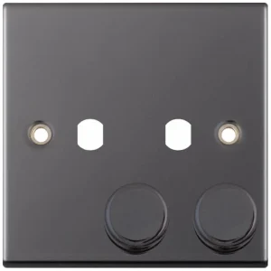 Selectric DSL471 5M 2 Gang Empty Dimmer Plate with Knobs - Black Nickel
