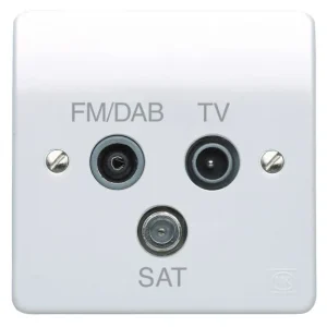 MK Logic Plus K3553DABWHI White Moulded 1G TV/FM DAB/SAT Triplexer Outlet (Non-Isolated)