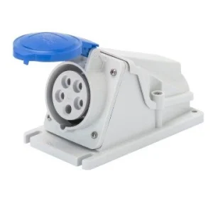 Gewiss GW62488 90° Angled Surface-Mounting Socket-Outlet - IP44 - 2P+E 32A 200-250V 50/60Hz - Blue - 6H - Screw Wiring