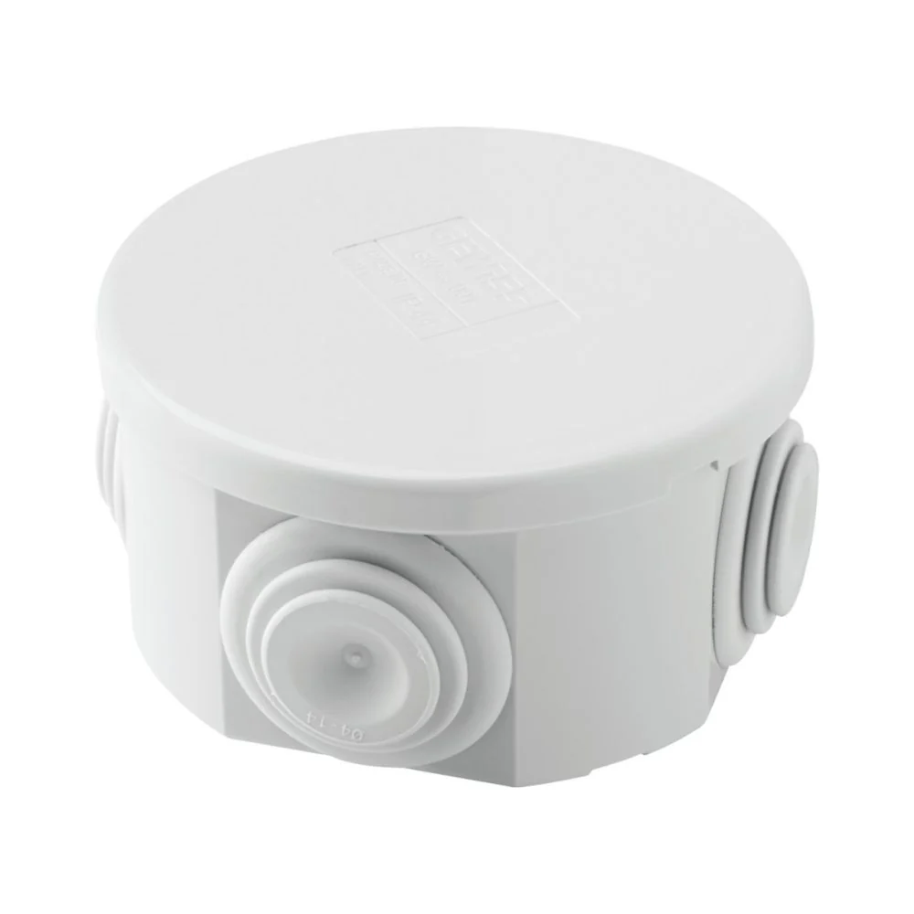 Gewiss GW44001 Junction Box With Plain Press-On Lid - IP44 - Internal Dimensions Ø 65X35 - Walls With Cable Glands - Grey Ral 7035