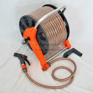 30 m Orange Color Wall Mount Garden Hose Reel Heavy Duty With Brass Nozzle Spray Gun