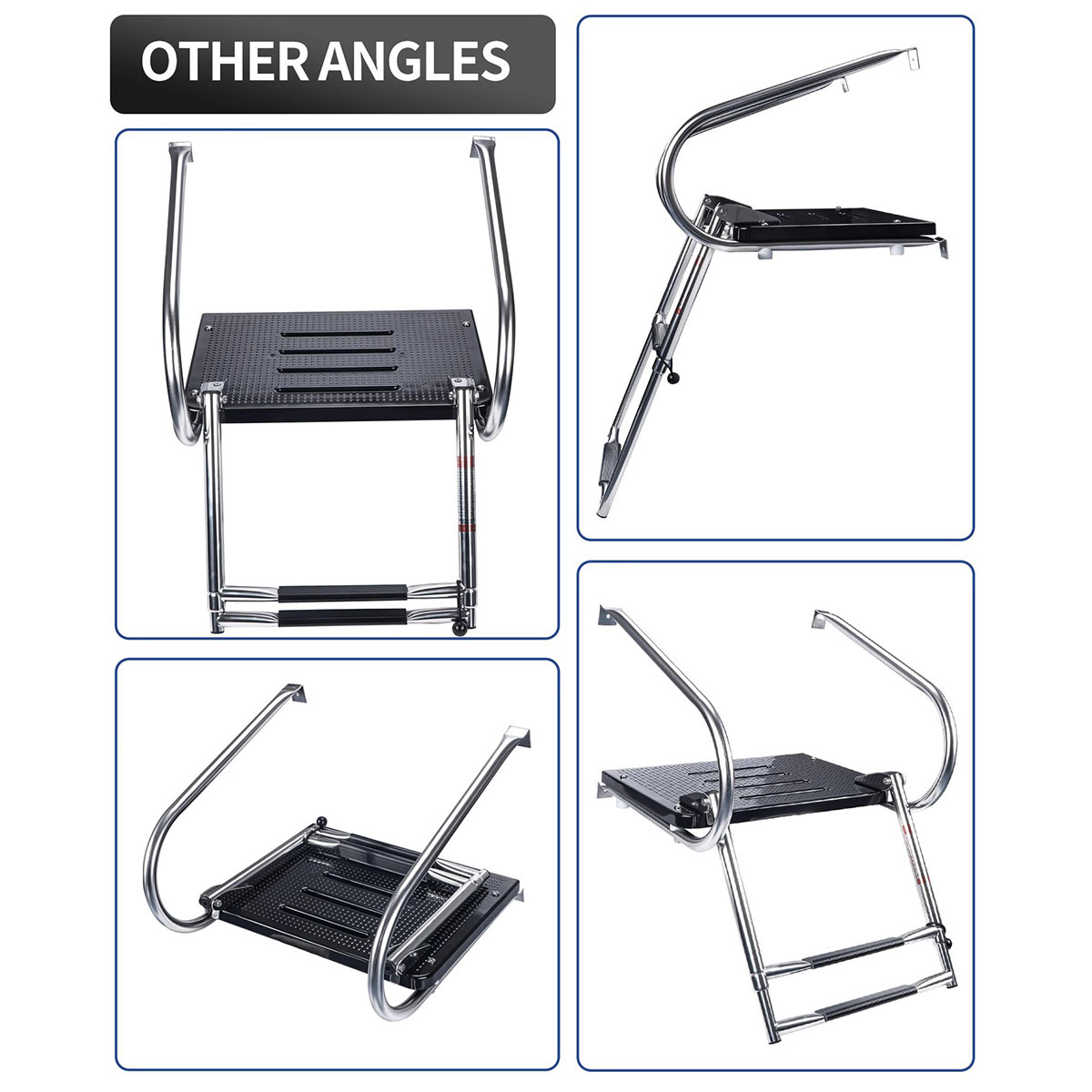 2 Step Telescoping Boat Ladder 304 Stainless Steel Swim Platform with Handrails for Pontoon Dock and Yacht RS-JN - Image 4