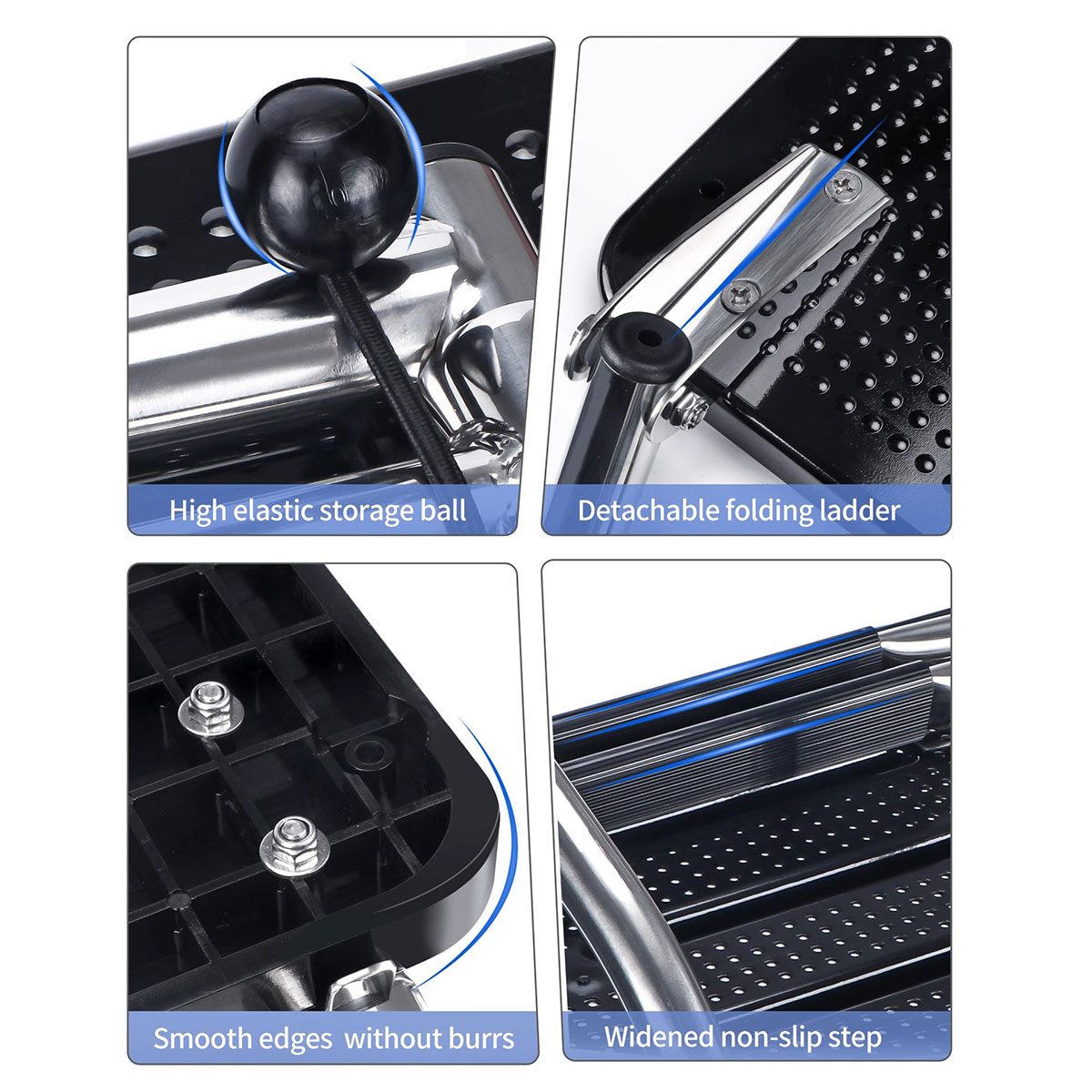 2 Step Telescoping Boat Ladder 304 Stainless Steel Swim Platform with Handrails for Pontoon Dock and Yacht RS-JN - Image 5