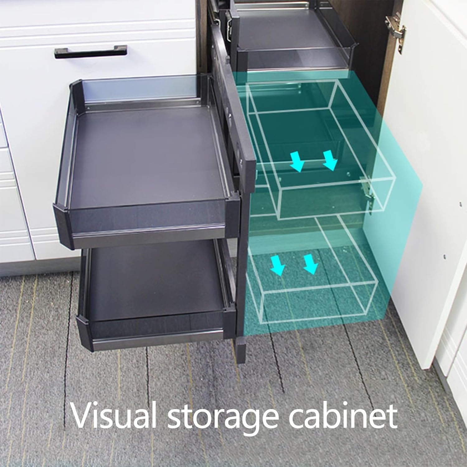 2 Tier Blind Corner Cabinet Pull Out Cabinet Basket for Spice Dishes Bowls CR-SP - Image 8