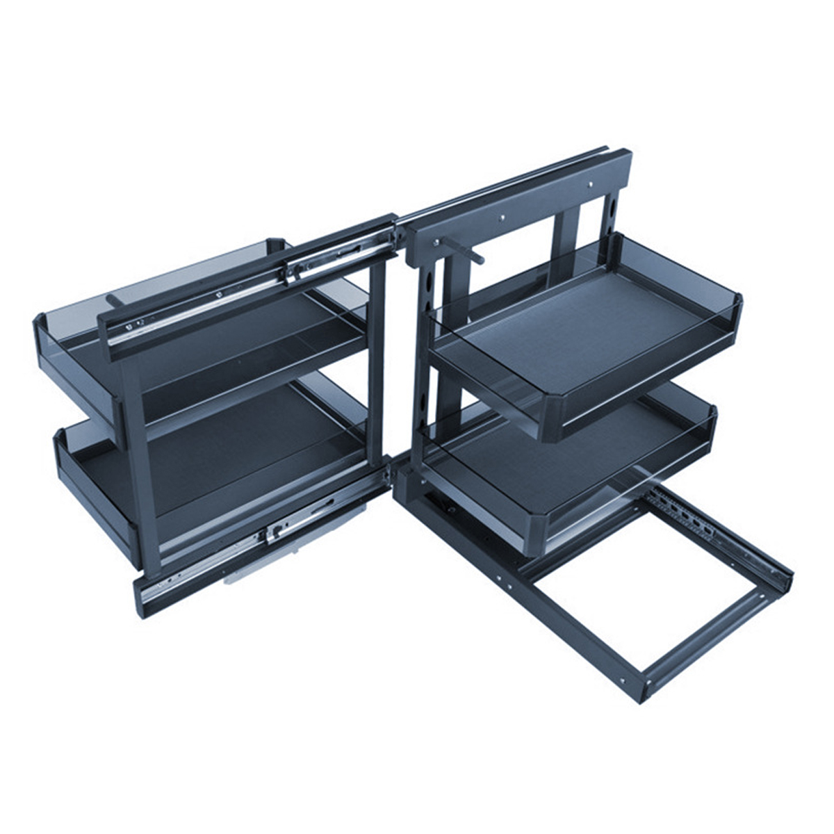 2 Tier Blind Corner Cabinet Pull Out Cabinet Basket for Spice Dishes Bowls CR-SP - Image 4