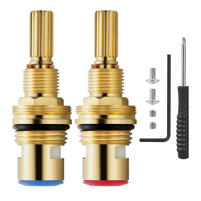 2pcs Brass Ceramic Valve Cartridge Set Brass 1-001 & Brass 1-002 Compatible with Cold/Hot Widespread Cartridge - Image 2