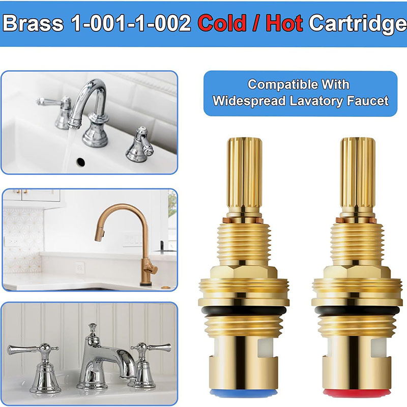 2pcs Brass Ceramic Valve Cartridge Set Brass 1-001 & Brass 1-002 Compatible with Cold/Hot Widespread Cartridge - Image 6