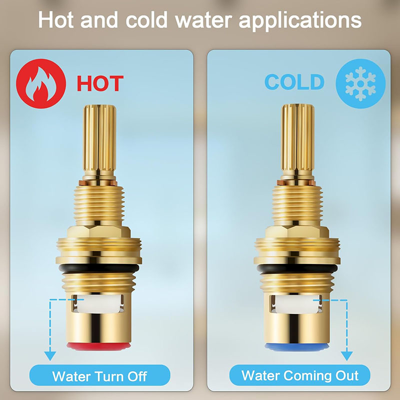 2pcs Brass Ceramic Valve Cartridge Set Brass 1-001 & Brass 1-002 Compatible with Cold/Hot Widespread Cartridge - Image 7