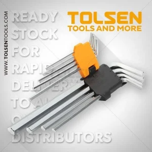 1.5- 2- 2.5- 3- 4- 5- 6- 8- 10mm 9Pcs Extra-Long Arm Hex Key Set Tolsen Brand 20049