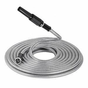 25/50/75/100FT Stainless Steel Water Hose Pipe Garden Water Pipe