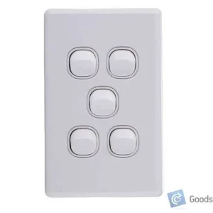 Light Switch – 5 Gang – Vertical – Slimline – 16A