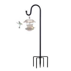 Outdoor Shepherds Hook with 5 Prong Bases Garden Hanging Stake for Bird Feeder Solar Light Plant Hanger Wedding Decor