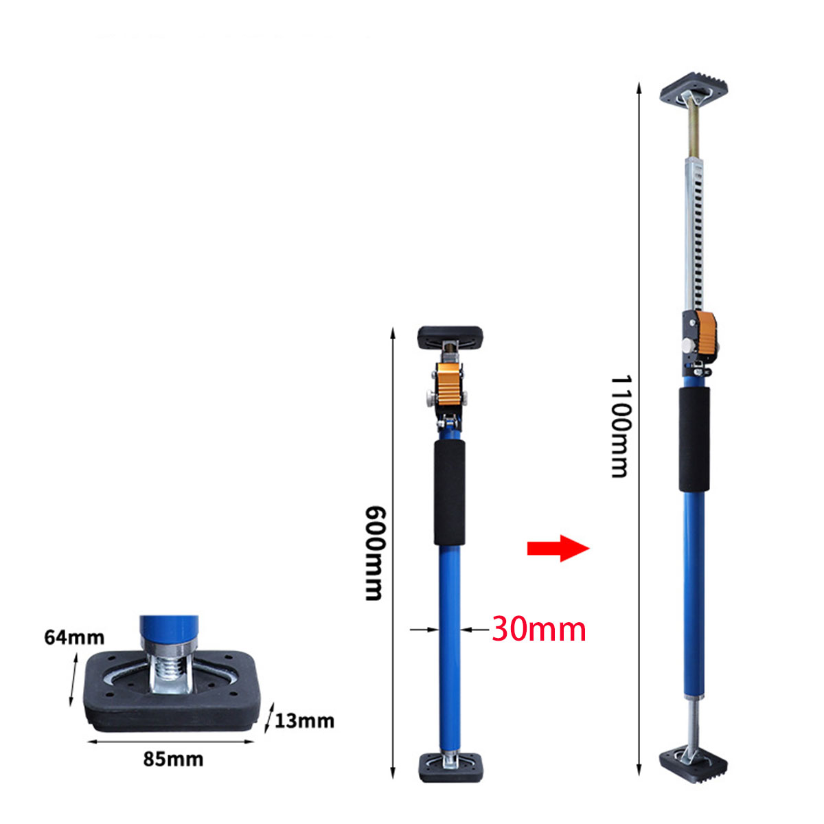 2pcs Adjustable Support Poles Extend from 60cm to 110cm Steel Support Rod for Cabinet Jacks Cargo Bars Drywall Support RS-OT - Image 3