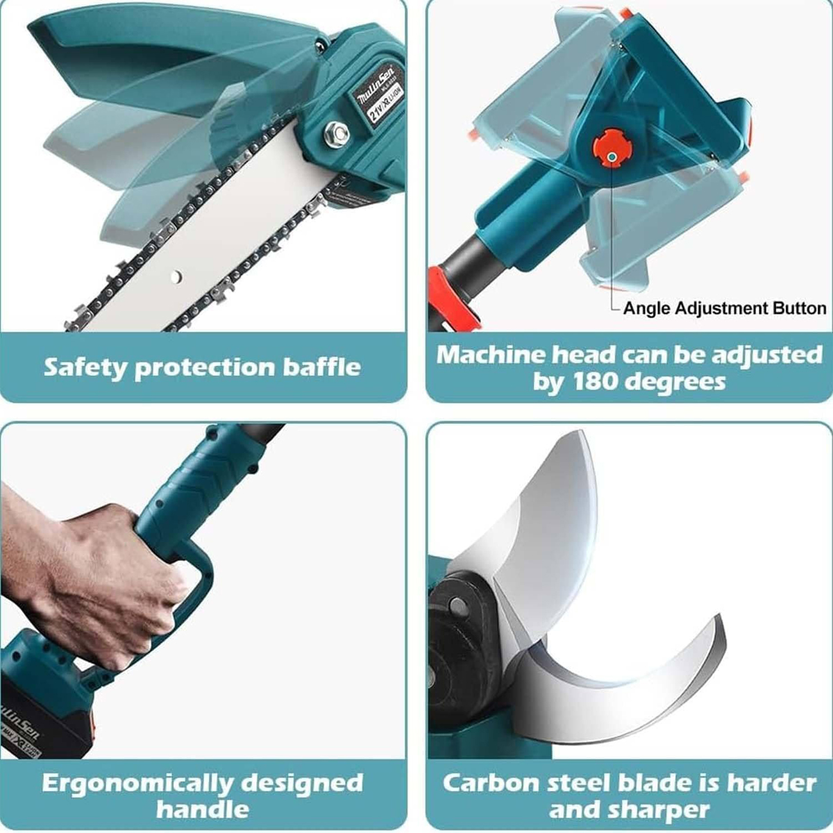 Cordless Electric Pruning Shear Brushless Chainsaw with Telescopic Pole for Saw Tree Trimming CR-AG - Image 9