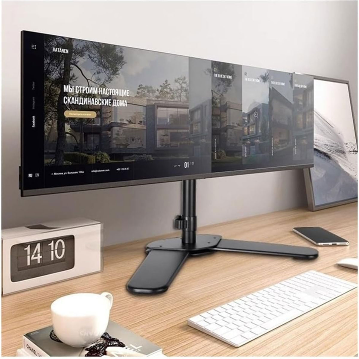 Dual Monitor Desk Stand Monitor Stand Freestanding Dual Monitor Stand Fits 2 Screens up to 30 Inch RS-DC - Image 8