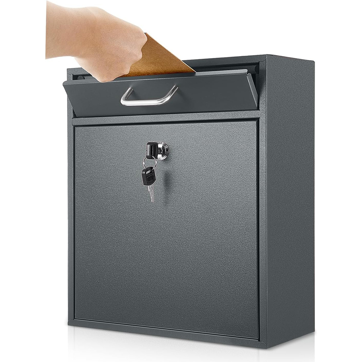 Metal Locking Wall Mounted Mailbox with Key Office Drop Comment Box Letter Postbox FY-JN - Image 7