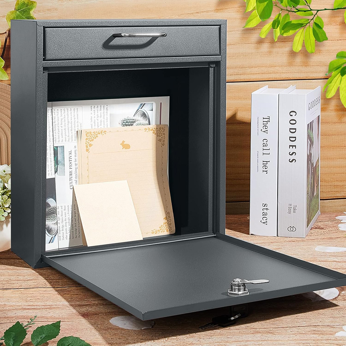 Metal Locking Wall Mounted Mailbox with Key Office Drop Comment Box Letter Postbox FY-JN - Image 8