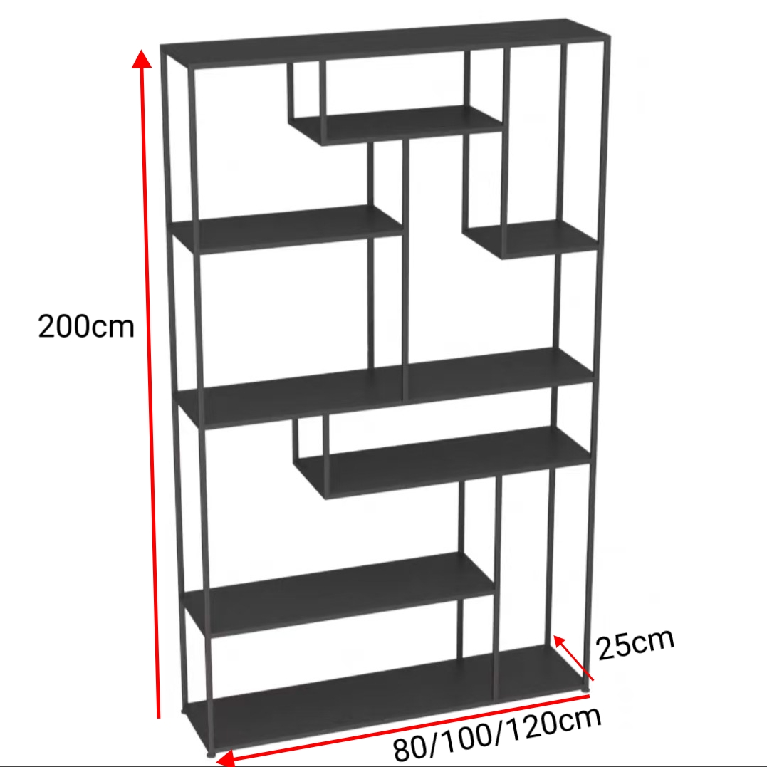 Metal Room Divider Bookcase Freestanding Display Shelf with Open Storage Shelves for Living Room Bedroom Office RB-AG - Image 3