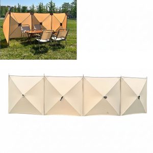Outdoor Folding Camping Windscreen 4 Panel Privacy Shield 5.6×1.4m Camping Windshield Camping Windbreak Wall FY-JN
