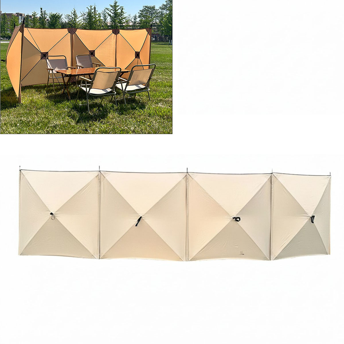 Outdoor Folding Camping Windscreen 4 Panel Privacy Shield 5.6×1.4m Camping Windshield Camping Windbreak Wall FY-JN - Image 2