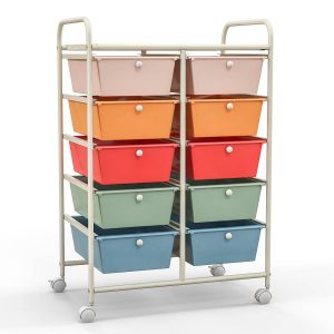 Rolling Craft Storage Cart 10 Drawer Storage Cart with Wheels & Handle Scrapbook Paper Storage Box Organizer FY-MC