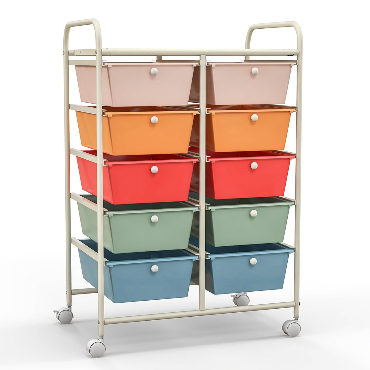 Rolling Craft Storage Cart 10 Drawer Storage Cart with Wheels & Handle Scrapbook Paper Storage Box Organizer FY-MC - Image 2