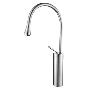 Single Arc Basin Mixer Tap High Arc Sink Mixer Tap 360 Rotation Faucet Water Droplet Shape Faucet for Bathroom Balcony FY-AG