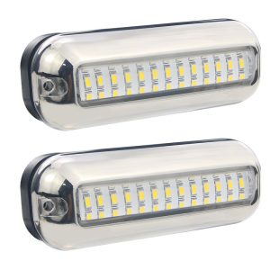 2pcs White Marine Boat LED Lights 39 LEDs Waterproof IP68 Stainless Steel Boat Deck Dock Pontoon Transom Yacht Trailer Stern Navigation Interior Lights