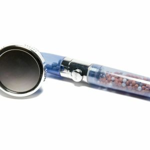 H & J – IONIC HAND HELD 3 SPRAY BLUE BUTTON SHOWER HEAD SHOWER FILTER