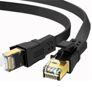 FLAT 20m CAT8 SSTP Shielded 2000MHz 40Gbps High Speed Ethernet Cable RJ45 – Black