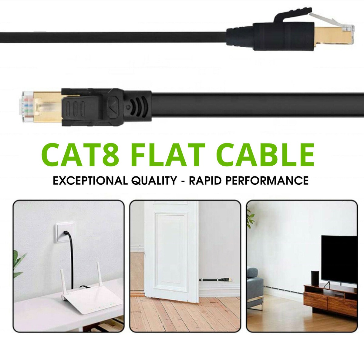 FLAT 2m CAT8 SSTP Shielded 2000MHz 40Gbps High Speed Ethernet Cable RJ45 – Blue - Image 7