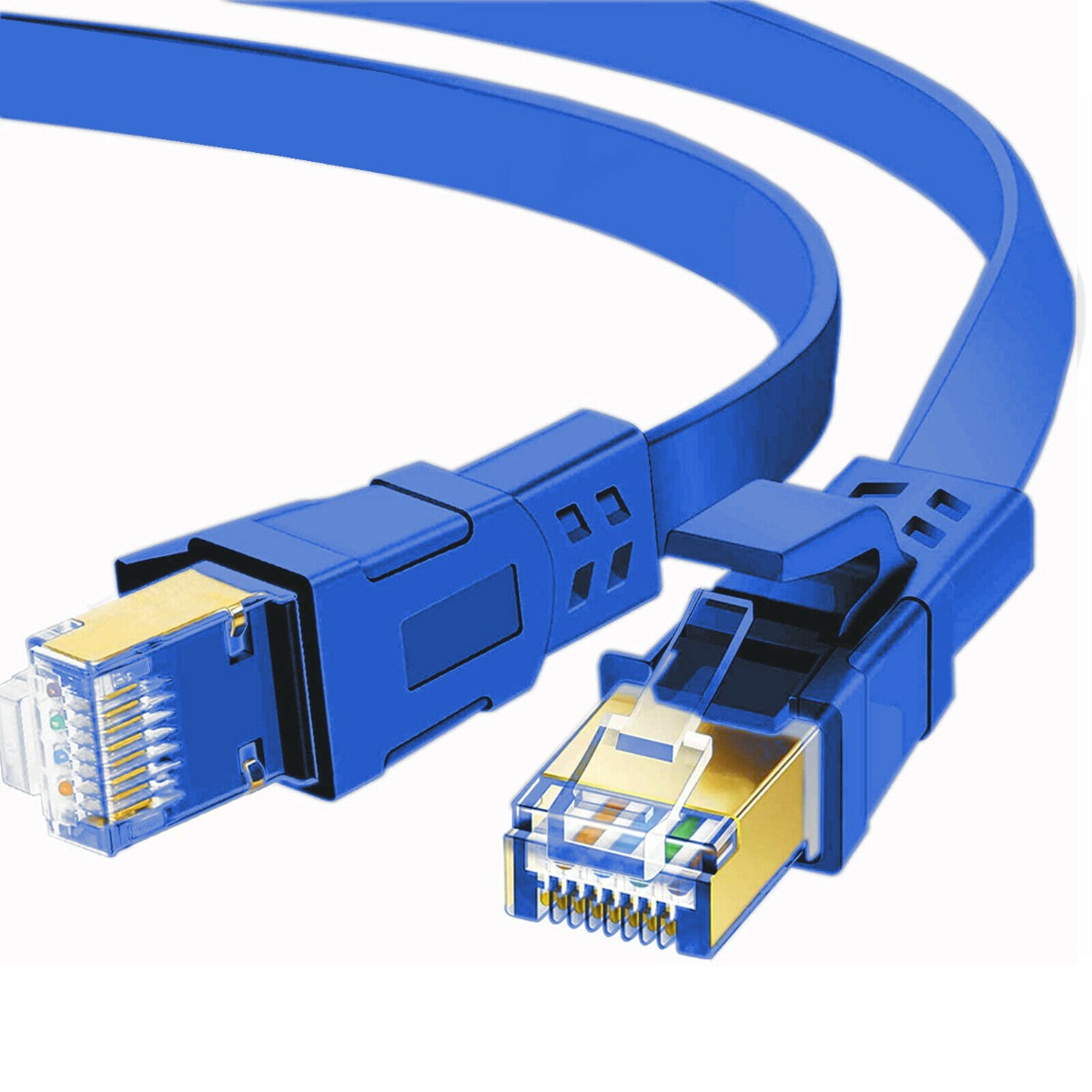 FLAT 2m CAT8 SSTP Shielded 2000MHz 40Gbps High Speed Ethernet Cable RJ45 – Blue
