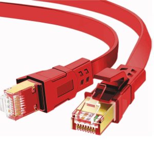 FLAT 25m CAT8 SSTP Shielded 2000MHz 40Gbps High Speed Ethernet Cable RJ45 – Red