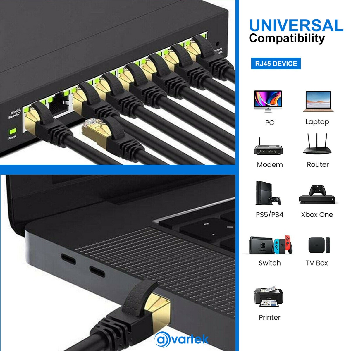 0.5m CAT7 High Speed Shielded Ethernet Cable 1000MHz 10Gbps RJ45 – Black - Image 4